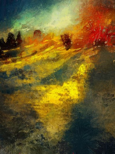 Zimowe popołudnie w opactwie Calke, 2016 (mixed media) autorstwa Mark Gordon