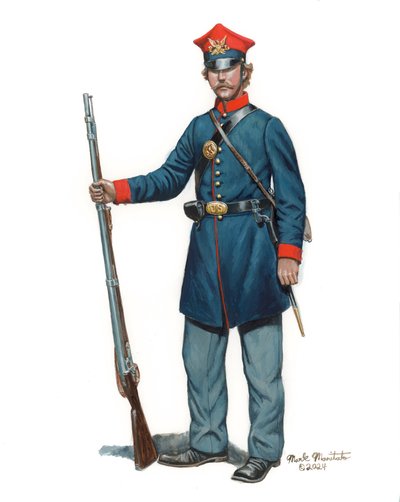 31 Kompania C Piechoty Nowojorskiej, Legion Polski, 2024 (akwarela i gwasz na brystolu) autorstwa Mark Maritato