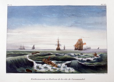 Tratwa u wybrzeży Coromandel, Indie, 1828. autorstwa Marlet et Cie