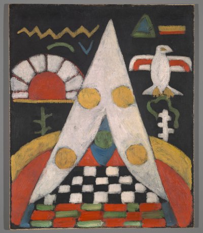 Abstrakcyjny układ symboli Indian amerykańskich autorstwa Marsden Hartley