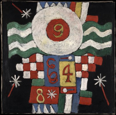 Zbiór liczb, wzorów i liter, które widziałem na początku wojny w Berlinie autorstwa Marsden Hartley