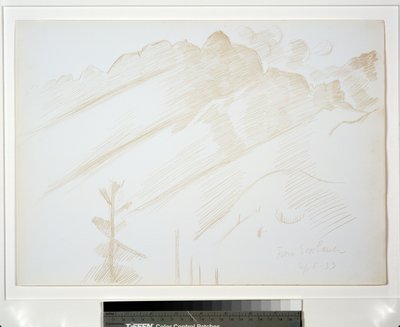 Górski krajobraz z chmurami i drzewami autorstwa Marsden Hartley