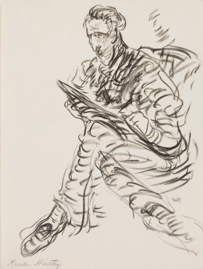 Autoportret jako rysownik, ok. 1908 (kredka litograficzna na papierze) autorstwa Marsden Hartley