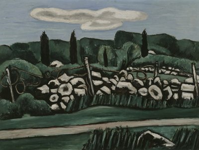 Ostatnie kamienne mury, Dogtown, ok. 1936-37 (olej na tablicy akademii) autorstwa Marsden Hartley
