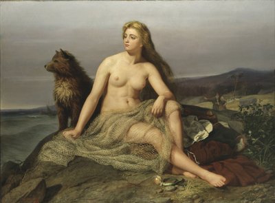 Kraka (Aslaug, Aslog), autorstwa Winge, Marten Eskil (1825-1896). olej na płótnie autorstwa Mårten Eskil Winge