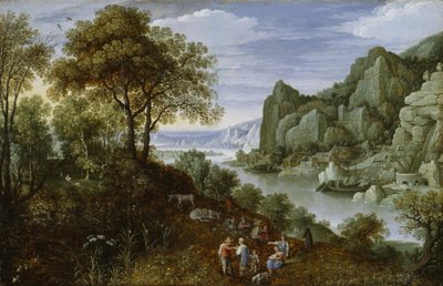 Krajobraz rzeczny z górnictwem, 1620-29 autorstwa Marten Ryckaert