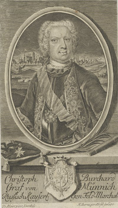 Portret hrabiego Burkharda Christopha von Munnicha 1683-1767, ok. 1730. autorstwa Martin Bernigeroth