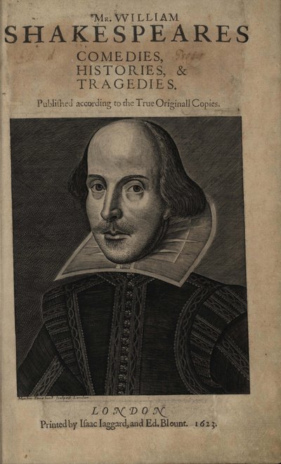 Strona tytułowa pierwszego folio Szekspira, 1623 autorstwa Martin Droeshout