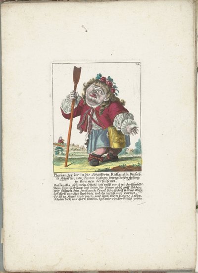 De dwerg Ploriander jako pasterz, ok. 1710 Ploriander, pasterz zakochany w pasterce Ruffanelli, wybucha płaczem przy własnej poruszającej piosence (tytuł na obiekcie) Il Callotto resurcitato lub nowo umeblowana mała szafka (seria autorstwa Martin Engelbrecht (attributed to)