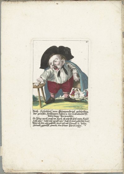Dwerg Veith Schöberl von Gümpendriel, ok. 1710 Urodzony Veith Schöberl von Gümpendriel, wielki Hollhippen Fabrica w Crabatendörffl, krewny Niderlaga (tytuł na obiekcie) Il Callotto resurcitato lub nowo umeblowana mała szafka (seria ti autorstwa Martin Engelbrecht (attributed to)