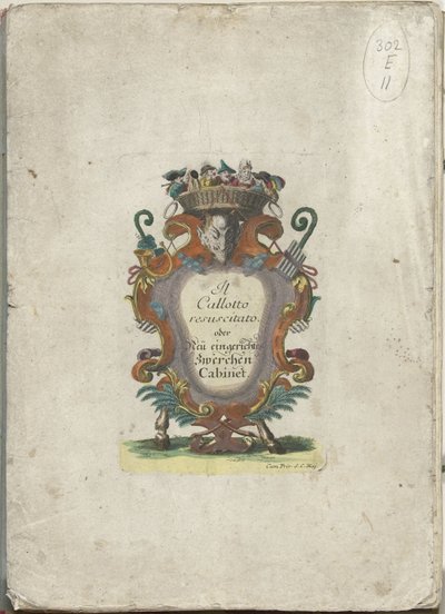 Rycina tytułowa do serii: Il Callotto resurcitato lub Nowo umeblowana szafka midi, ok. 1710 Il Callotto resurcitato lub nowo umeblowana mała szafka (tytuł serii) autorstwa Martin Engelbrecht (attributed to)