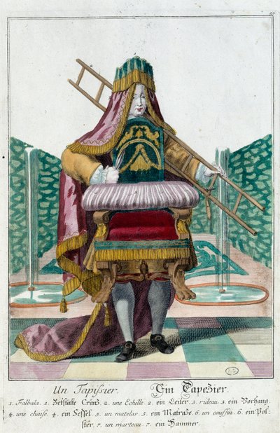 Metier: Tapicerka. Grawer autorstwa Martina Engelbrechta (1684-1756), w „Nowym zespole habilles manewrów” XVIII w., Niemcy. Paryż, Sztuka Dekoracyjna autorstwa Martin Engelbrecht