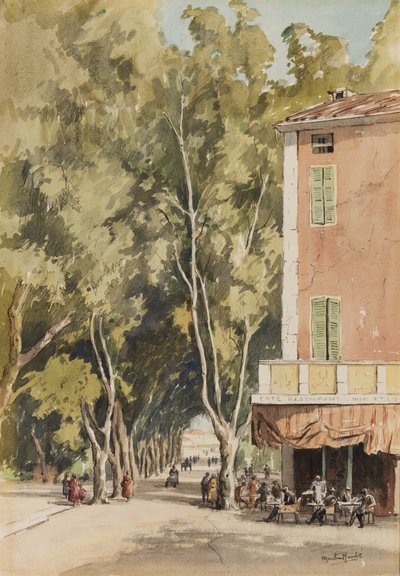 „Aleja platanów, Vaison”, Vaucluse, październik 1933 (atrament i akwarela na papierze) autorstwa Martin Hardie