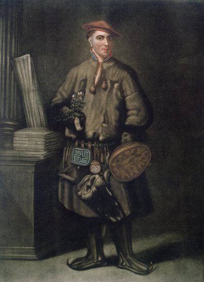 Carolus Linnaeus (1707-78) w swoim stroju lapońskim, rycina Henry