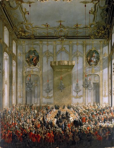 Bankiet dworski w Wielkiej Przedpokoju Pałacu Hofburg w Wiedniu (szczegóły patrz 68229) autorstwa Martin II Mytens or Meytens