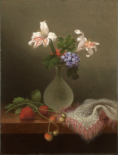 Wazon z liliami kukurydzianymi i heliotropem autorstwa Martin Johnson Heade
