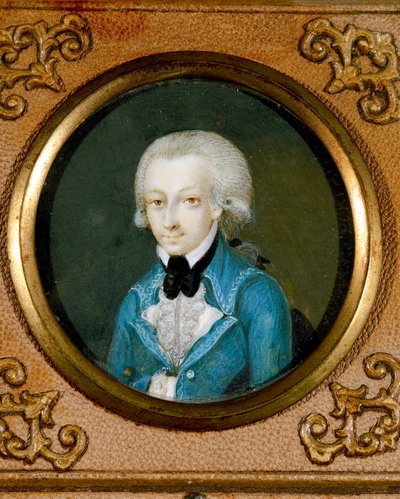 Austria, Portret austriackiego kompozytora Wolfganga Amadeusza Mozarta (1756-1791), ok. 1773 (miniatura na kości słoniowej) autorstwa Martin Knoller