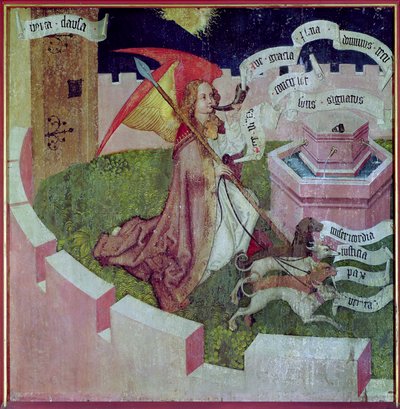 Ołtarz Dominikanów: Mistyczne polowanie, ok. 1470-80 (zob. także 67723) autorstwa Martin Schongauer