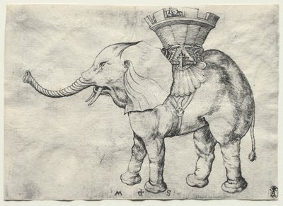 Słoń z Howdah, ok. godz. 1485. autorstwa Martin Schongauer