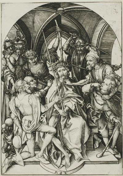 Chrystus ukoronowany cierniem, z „Pasji” autorstwa Martin Schongauer