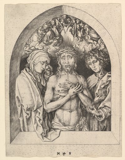 Chrystus jako Mąż Bolesny z Dziewicą i Św. 1435-1491. autorstwa Martin Schongauer