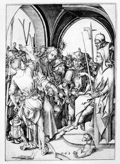 Chrystus przed Annaszem (rycina) autorstwa Martin Schongauer