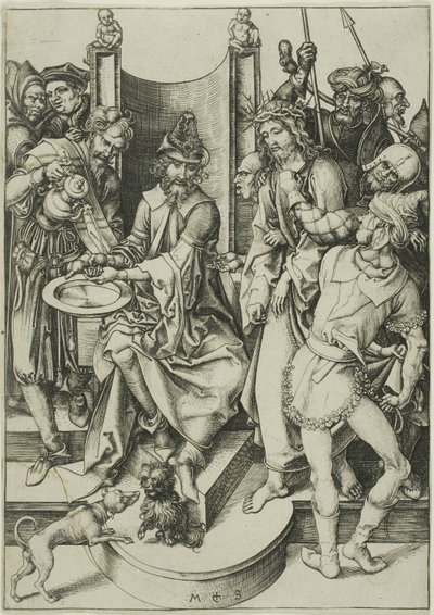 Chrystus przed Piłatem, z Męki Pańskiej autorstwa Martin Schongauer