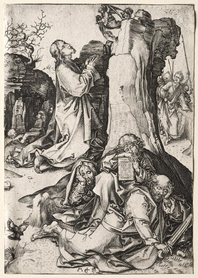Chrystus na Górze Oliwnej. autorstwa Martin Schongauer