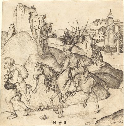 Rodzina chłopska idzie na targ autorstwa Martin Schongauer