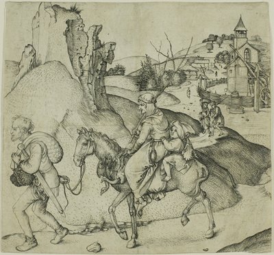 Rodzina chłopska idąca na targ autorstwa Martin Schongauer