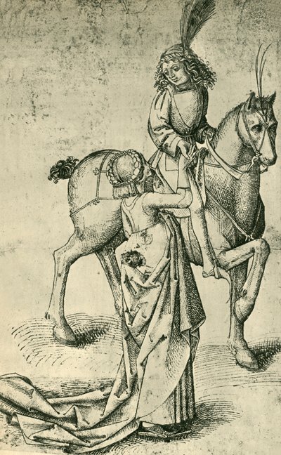 Jeździec i kobieta, ok. 1480, 1943. autorstwa Martin Schongauer