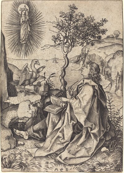 Święty Jan na Patmos autorstwa Martin Schongauer