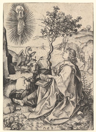 Św. Jan na Patmos, ca. 1435-1491. autorstwa Martin Schongauer