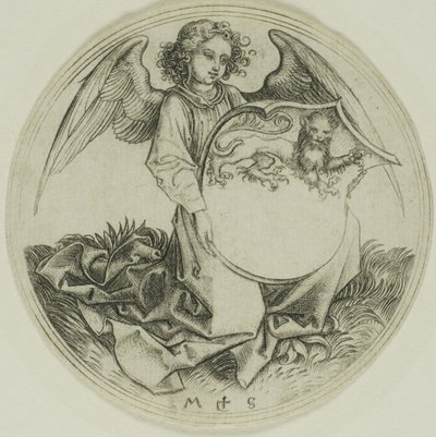 Tarcza z lwem, trzymana przez anioła autorstwa Martin Schongauer