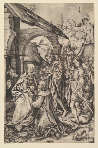 Adoracja Trzech Króli, ca. 1435-1491. autorstwa Martin Schongauer