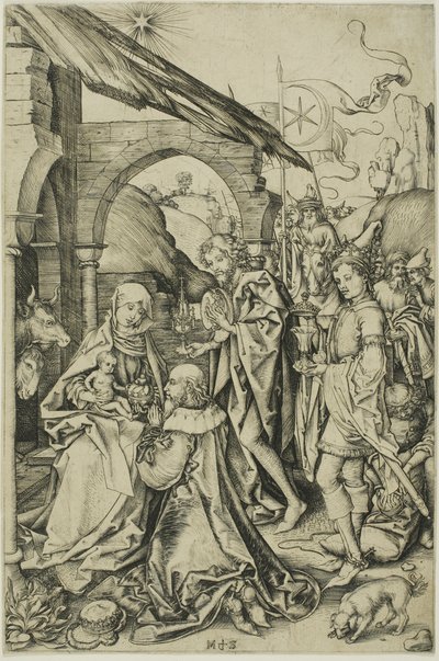 Adoracja Trzech Króli, z Życia Chrystusa autorstwa Martin Schongauer