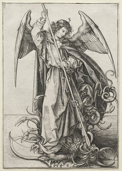 Archanioł Michał przebijający smoka autorstwa Martin Schongauer