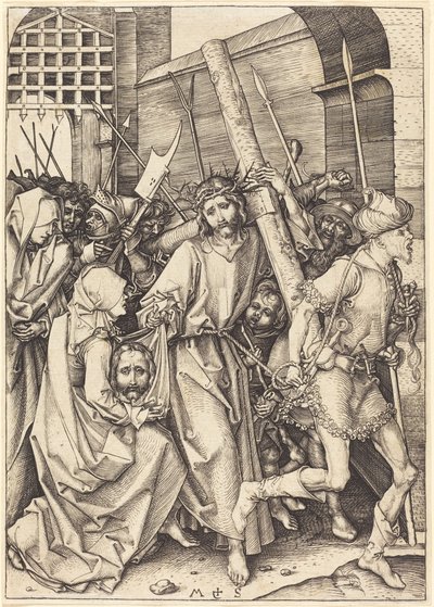 Niesienie krzyża ze św. Weroniką autorstwa Martin Schongauer