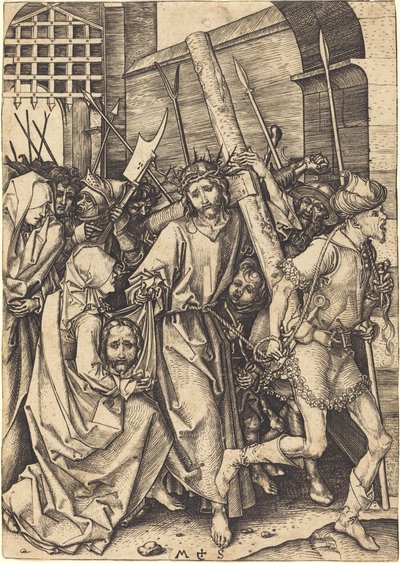 Niesienie krzyża ze św. Weroniką autorstwa Martin Schongauer