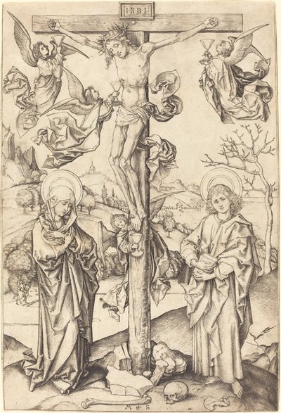 Ukrzyżowanie z czterema aniołami autorstwa Martin Schongauer