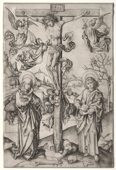 Ukrzyżowanie z czterema aniołami autorstwa Martin Schongauer