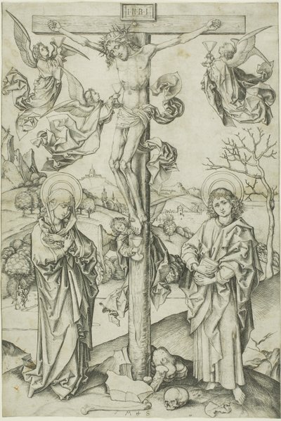 Ukrzyżowanie z czterema aniołami autorstwa Martin Schongauer