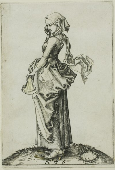 Piąta głupia dziewica autorstwa Martin Schongauer