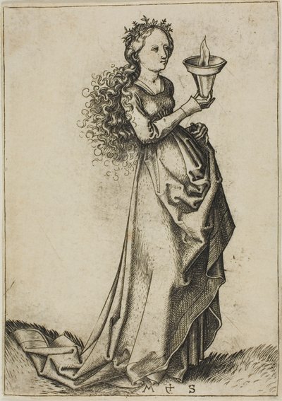 Pierwsza Mądra Dziewica autorstwa Martin Schongauer