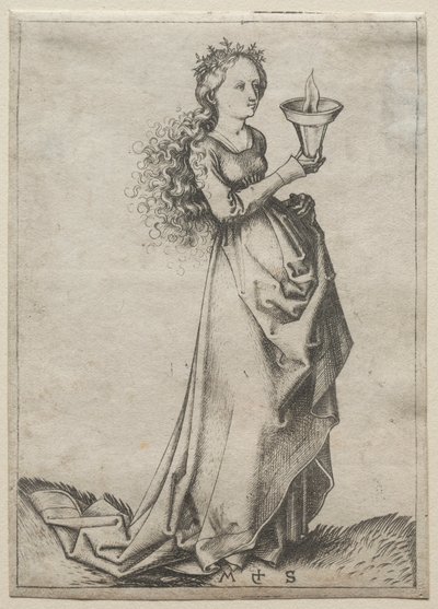 Pierwsza mądra dziewica. autorstwa Martin Schongauer