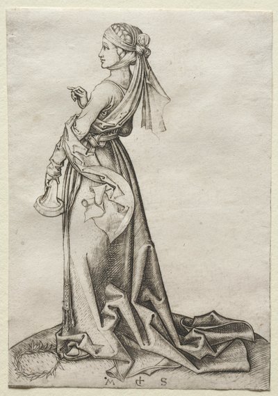 Pierwsza z głupich panien. autorstwa Martin Schongauer