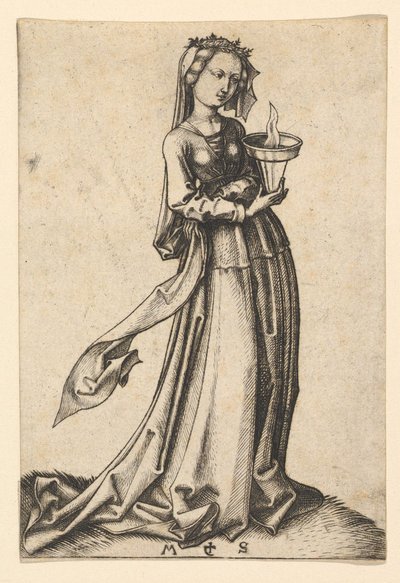 Czwarta Panna Mądra z cyklu Panny mądre i głupie, ca. 1435-1491. autorstwa Martin Schongauer