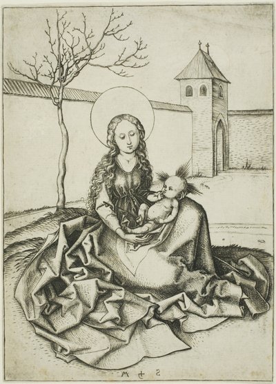 Madonna z Dzieciątkiem na dziedzińcu autorstwa Martin Schongauer