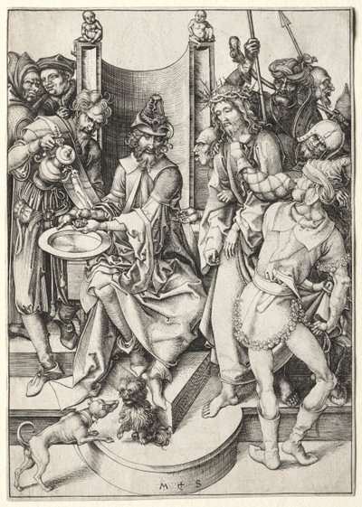Pasja: Chrystus przed Piłatem. autorstwa Martin Schongauer