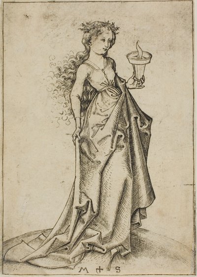 Druga Mądra Dziewica autorstwa Martin Schongauer